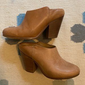 RAG & BONE Camel Leather Closed Toe Clog Mule Shoes With Heel 36